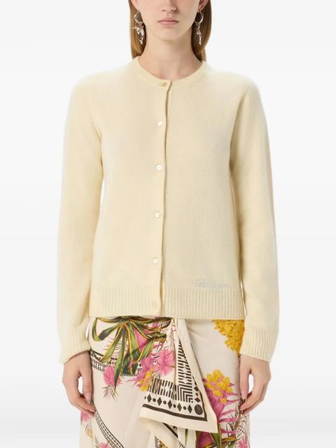 Blumarine strass embroidered cashmere cardigan - Neutrals