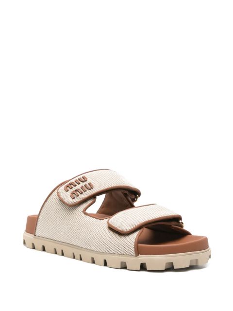 Miu Miu logo-lettering sandals - Neutrals