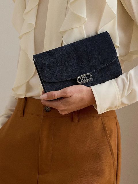 Lauren Ralph Lauren kopertówka zamszowa kolor granatowy 432980761