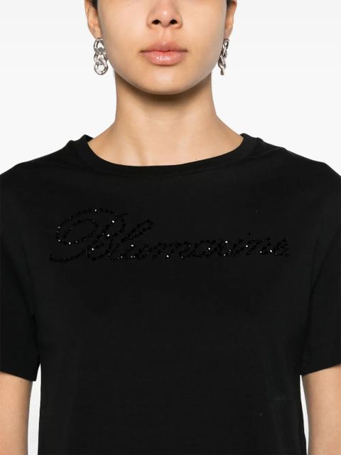 Blumarine rhinestone-embellished cotton T-shirt - Black