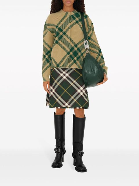 Burberry check-pattern wool-blend cardigan - Neutrals