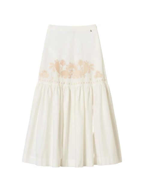 TWINSET floral-embroidered tiered skirt - White - zdjęcie produktu nr 1