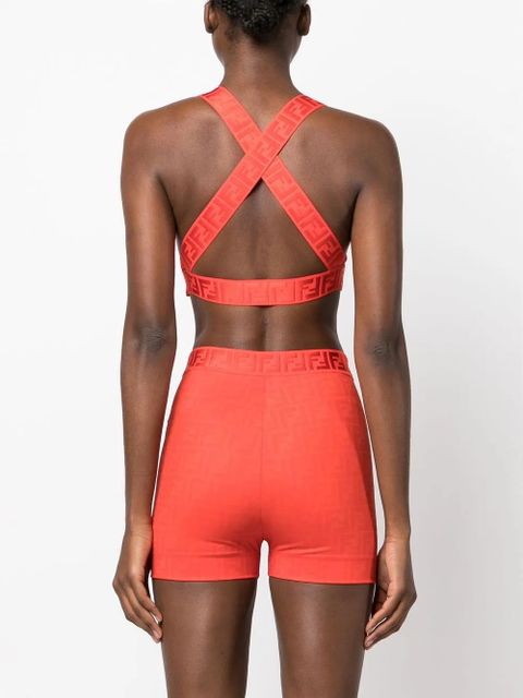 FENDI signature FF-print performance shorts - Red