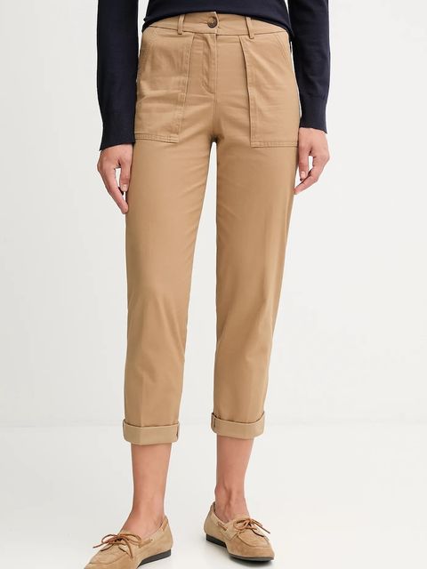 United Colors of Benetton spodnie damskie kolor beżowy proste high waist 4FRXDF08E - zdjęcie produktu nr 1