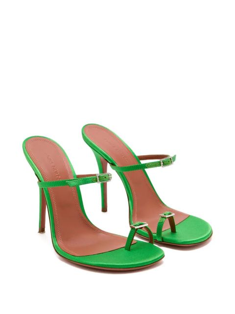 Amina Muaddi crystal-buckle satin sandals - Green - zdjęcie produktu nr 2