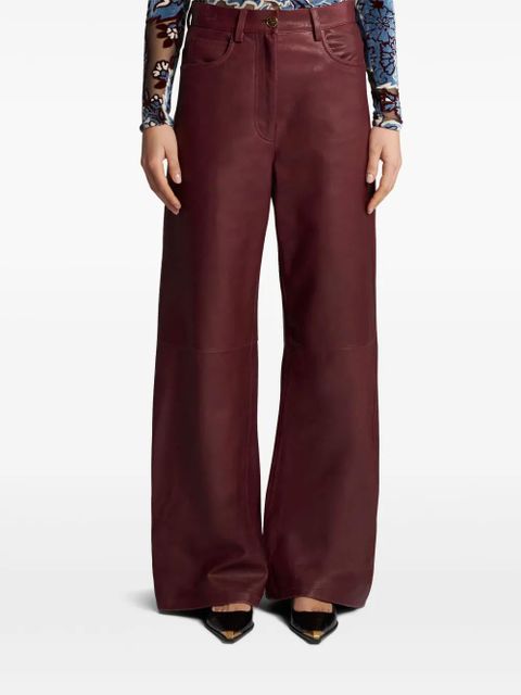 ETRO wide-leg leather trousers - Red