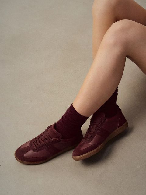 Medicine sneakersy zamszowe damskie kolor bordowy