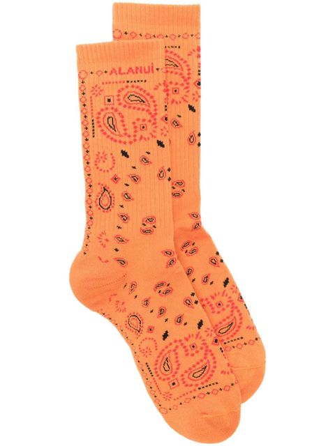 Alanui Bandana logo-embroidered ribbed-knit socks - Orange - zdjęcie produktu nr 1