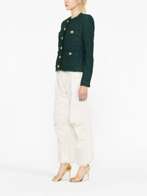 Balmain single-breasted tweed jacket - Green