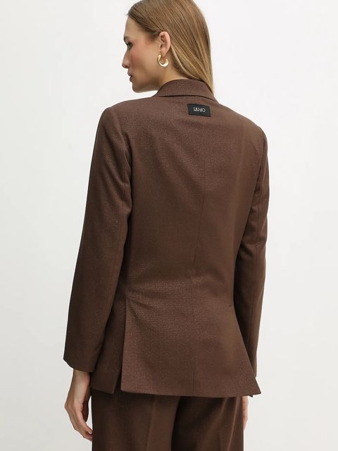 Liu Jo marynarka kolor brązowy jednorzędowa gładka MF5158 T159A