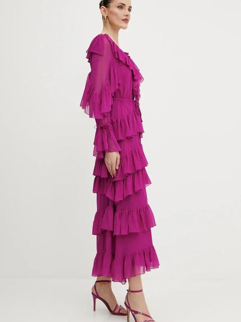 Luisa Spagnoli sukienka kolor różowy maxi rozkloszowana 541979 - zdjęcie produktu nr 2