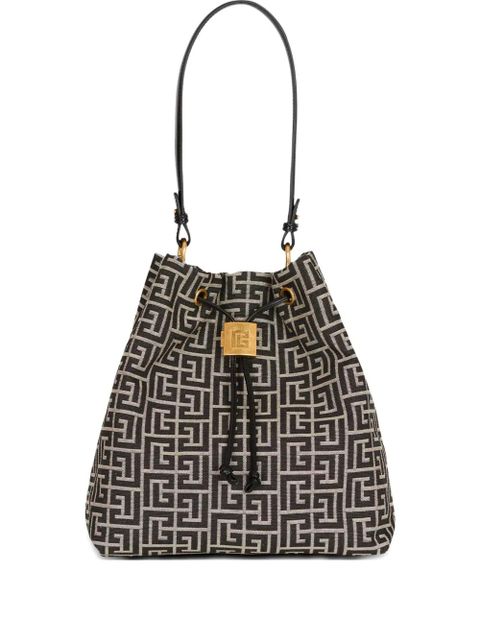 Balmain monogram jacquard backpack - Black - zdjęcie produktu nr 1