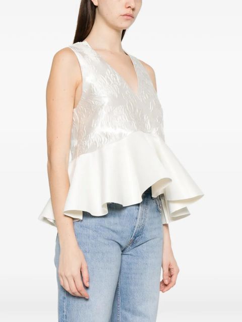 GANNI satin cloque peplum top - White