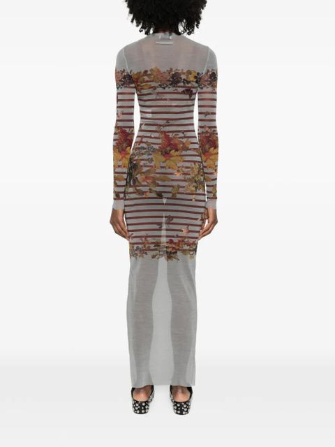 Jean Paul Gaultier striped printed maxi dress - Grey