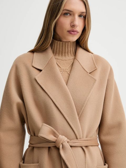 Elisabetta Franchi płaszcz wełniany kolor beżowy CP68D56E2