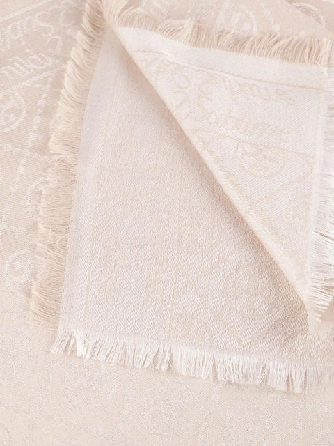 Tory Burch logo-pattern fringed-edges scarf - Pink
