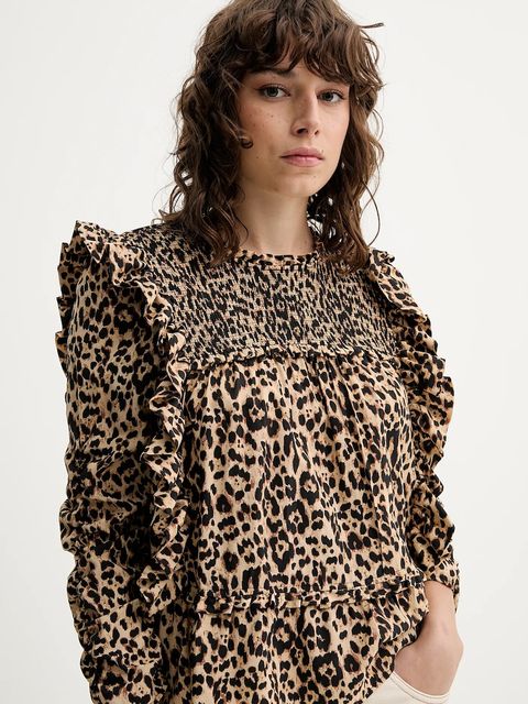 MUNTHE bluzka CRISP damska kolor beżowy wzorzysta 252101225222