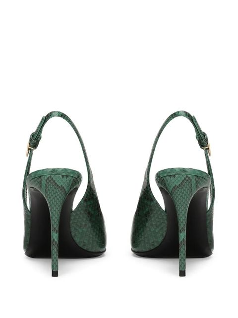 Dolce & Gabbana 90mm Lollo snakeskin-effect slingback pumps - Green