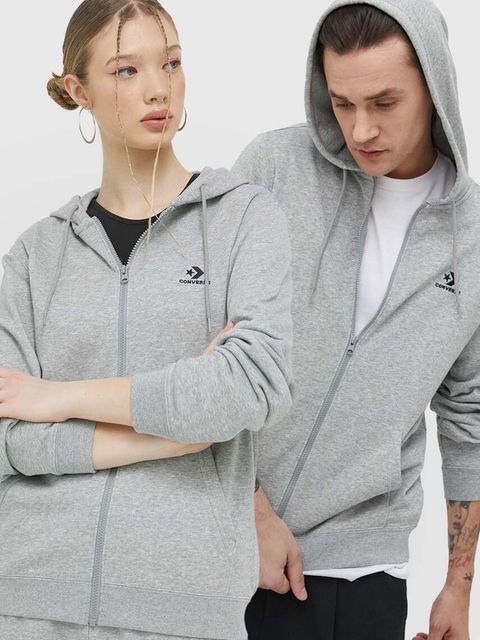 Converse bluza kolor szary z kapturem gładka 10023871.A02-VINTAGEGRE - zdjęcie produktu nr 1