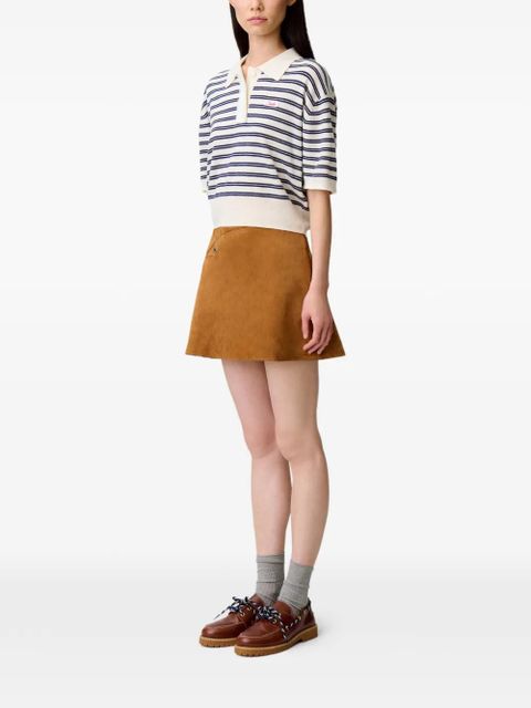 Claudie Pierlot striped embroidered-logo polo top - Neutrals