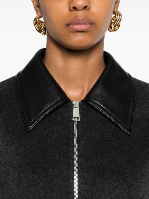 Nanushka leather-trimmed zip-up jacket - Grey