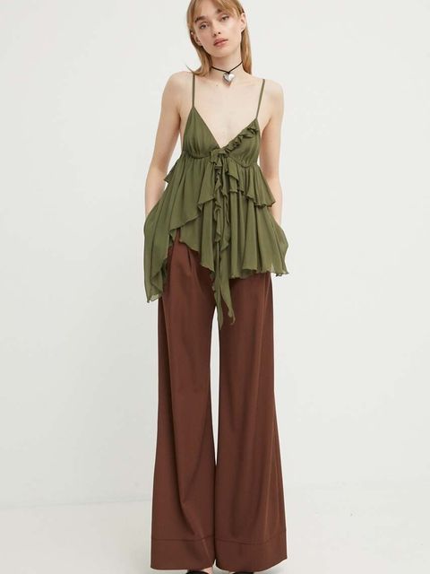 Aniye By bluzka damska kolor zielony gładka 185057 - zdjęcie produktu nr 2