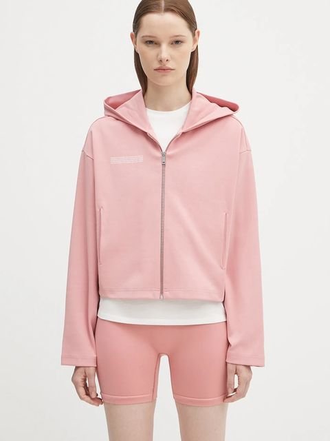 Pangaia bluza DNA Double Jersey Zip Up Hoodie damska kolor różowy z kapturem gładka 10002361 - zdjęcie produktu nr 1