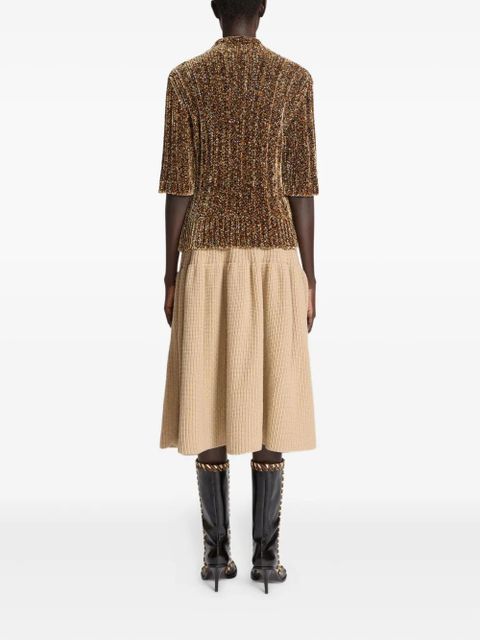 DRIES VAN NOTEN wool ribbed midi skirt - Neutrals