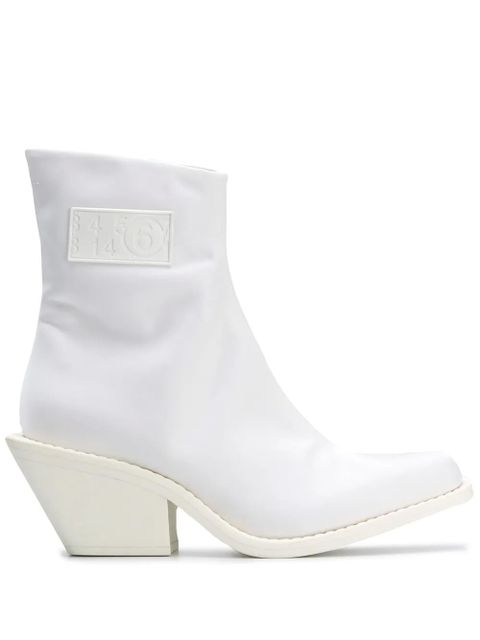 MM6 Maison Margiela logo patch ankle boots - White - zdjęcie produktu nr 1