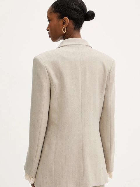 Haveone marynarka kolor beżowy dwurzędowa JGE-P031 - zdjęcie produktu nr 2