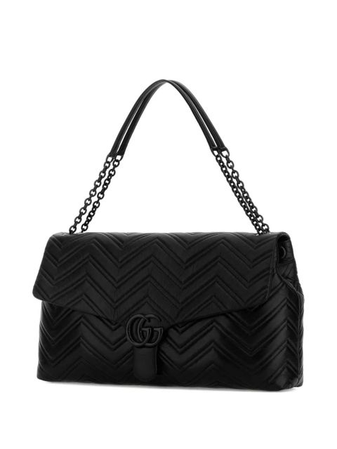 Gucci gg chevron leather shoulder bag - Black