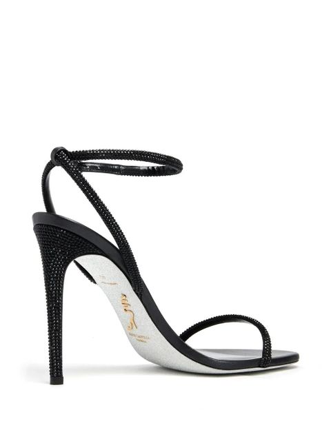 René Caovilla rhinestone-embellishment heeled sandals - Black