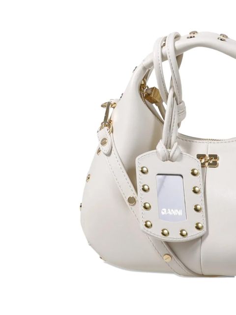 GANNI Mini Hobo studded tote bag - White