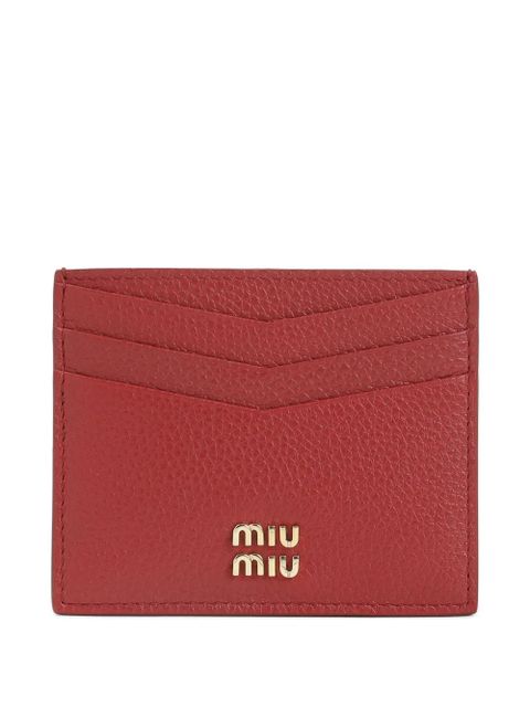 Miu Miu logo leather card holder - Red - zdjęcie produktu nr 1