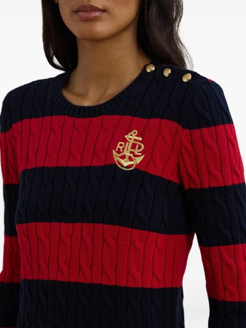 Lauren Ralph Lauren cable-knit striped sweater - Blue