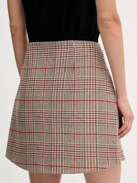 Tommy Hilfiger spódnica z domieszką wełny kolor brązowy mini rozkloszowana WW0WW48265