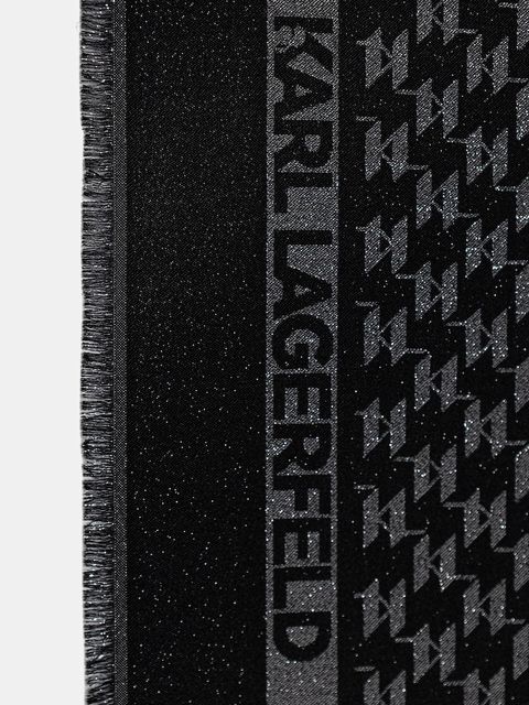 Karl Lagerfeld chusta z dodatkiem jedwabiu K/MONOGRAM damska kolor czarny gładka B1W33026 - zdjęcie produktu nr 2