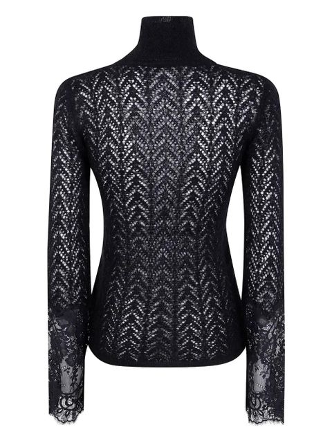 Blumarine lace-insert turtleneck top - Black - zdjęcie produktu nr 2