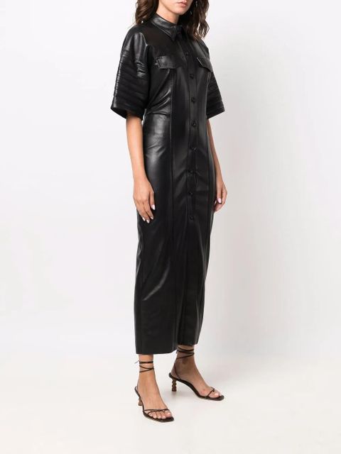 Nanushka faux-leather fitted shirt dress - Black