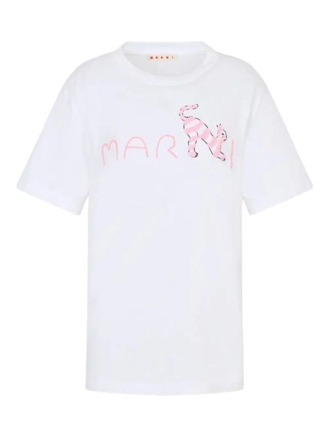 Marni flock-printed logo T-shirt - White - zdjęcie produktu nr 1