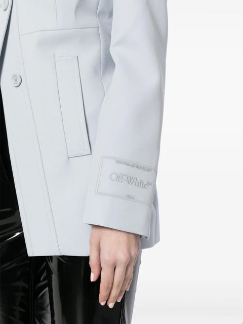 Off-White logo-embroidered tailored blazer - Blue