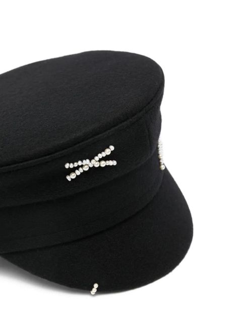 Ruslan Baginskiy faux pearl-embellished Baker Boy cap - Black - zdjęcie produktu nr 2