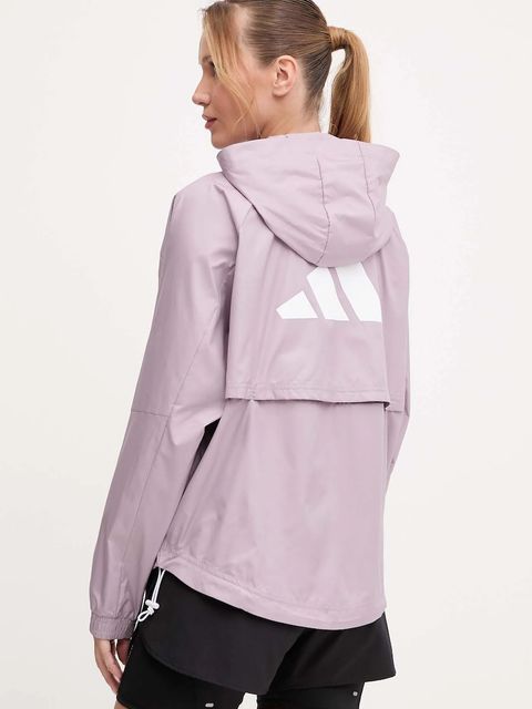 adidas Performance kurtka do biegania HYGLM kolor różowy przejściowa JX7382