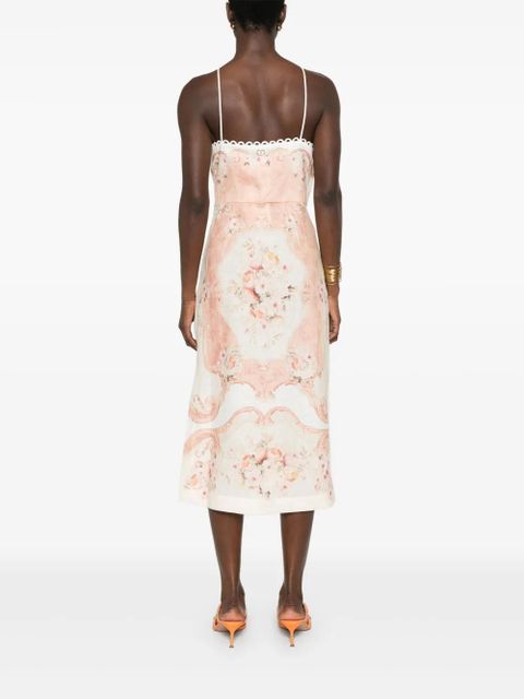 TWINSET printed linen midi dress - Neutrals