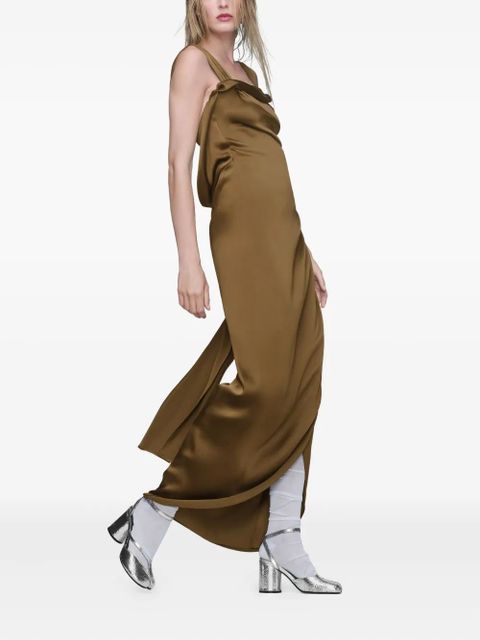 Maison Margiela draped-detail asymmetric gown - Brown - zdjęcie produktu nr 2