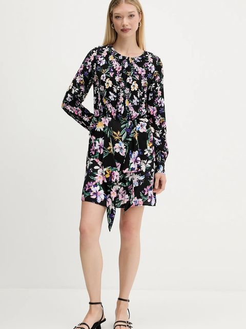 Desigual sukienka FLOR ACRILICA kolor czarny mini rozkloszowana 25WWVW09 - zdjęcie produktu nr 1