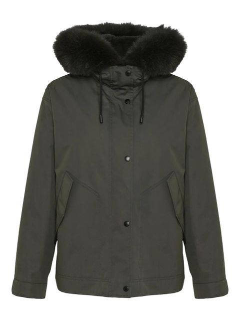 Yves Salomon fur-trimmed drawstring-hood coat - Green - zdjęcie produktu nr 1