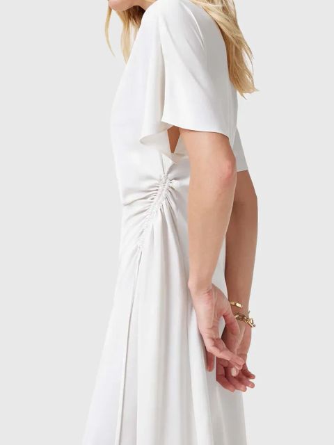 AllSaints sukienka ROSIE kolor biały midi rozkloszowana W043DC