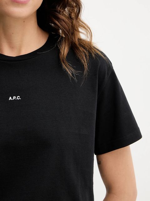 A.P.C. t-shirt bawełniany t-shirt boxy micro logo GOTS damski kolor czarny COHBW.F26387