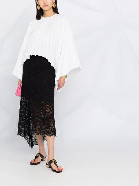 Valentino Garavani pleated bell-sleeves top - White - zdjęcie produktu nr 2